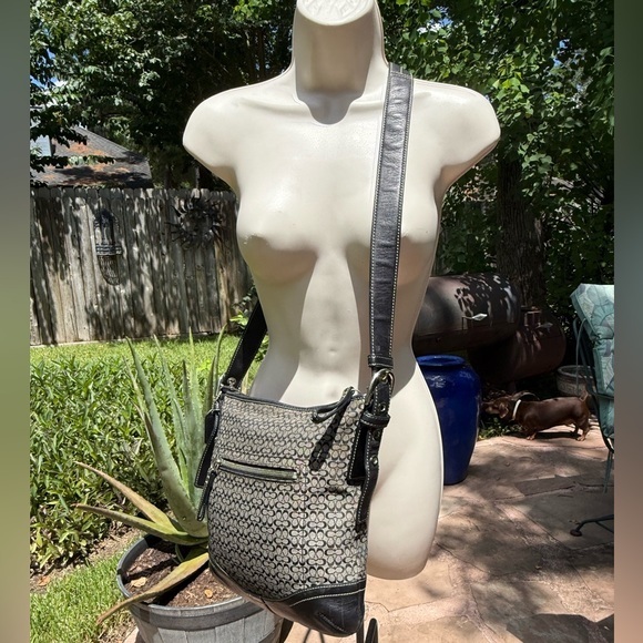 Y2K ▶️ COACH ◀️ F10944 Handbag Signature Jacquard Black Grey Crossbody Bag - Picture 1 of 16